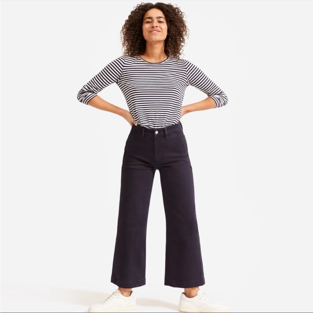 EVERLANE Black Wide Legged High Rise Crop Jean